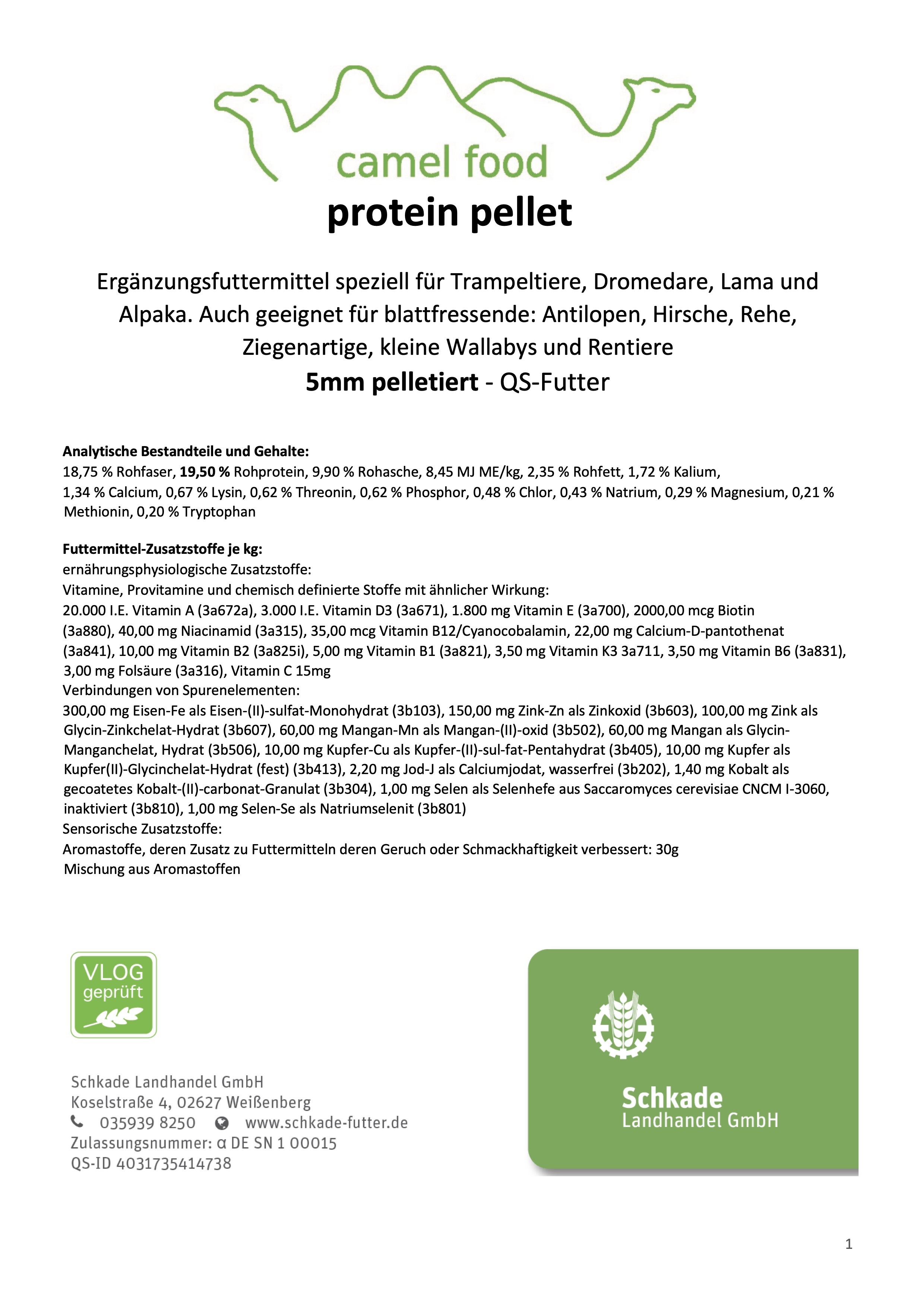 camel food - protein pellet  - Ergänzungsfutter speziell für Trampeltiere, Dromedare, Lama und Alpaka. Auch geeignet für blattfressende: Antilopen, Hirsche, Rehe, Ziegenartige, kleine Wallabys und Rentiere